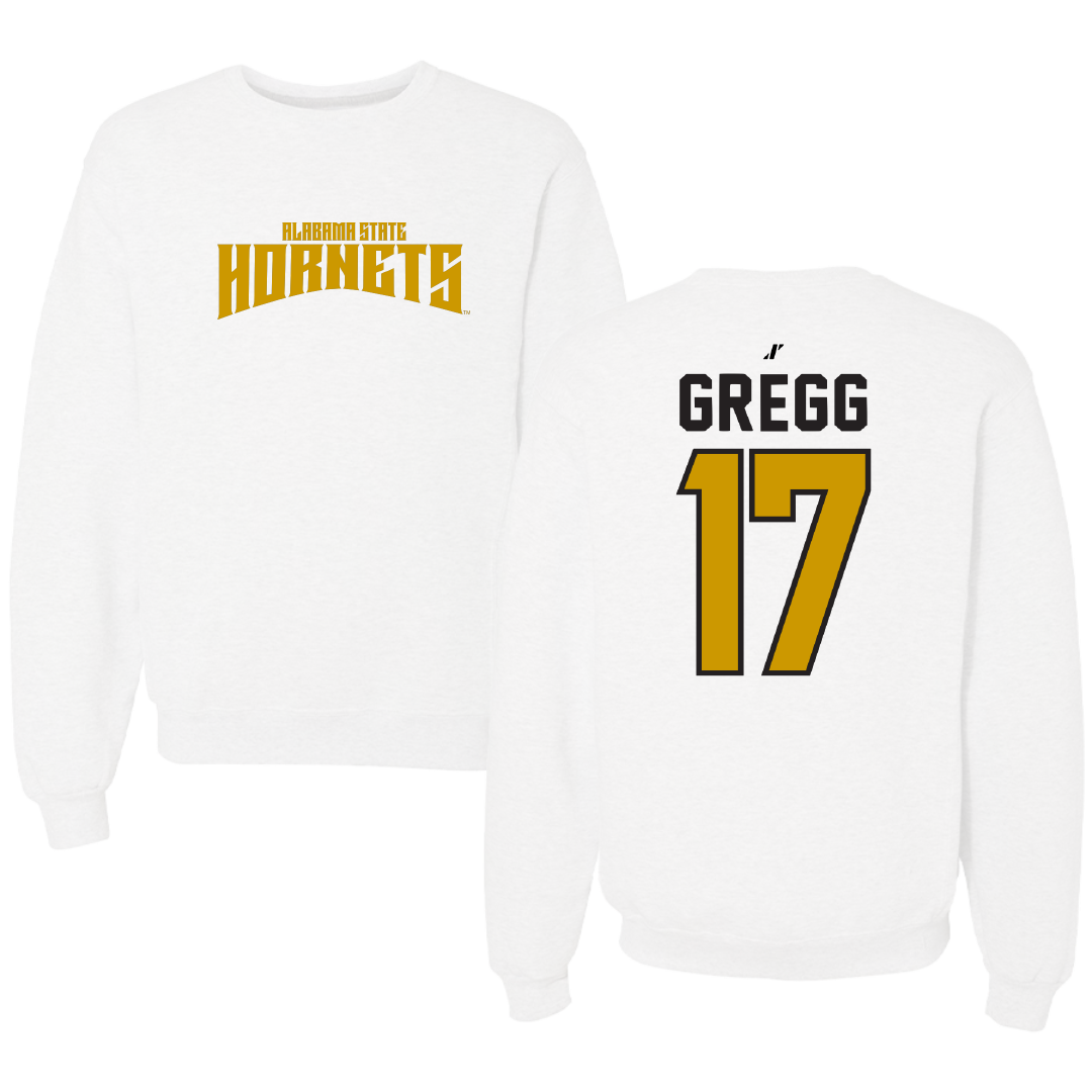 Alabama State University Football White Classic Crewneck - #17 Asa Gregg