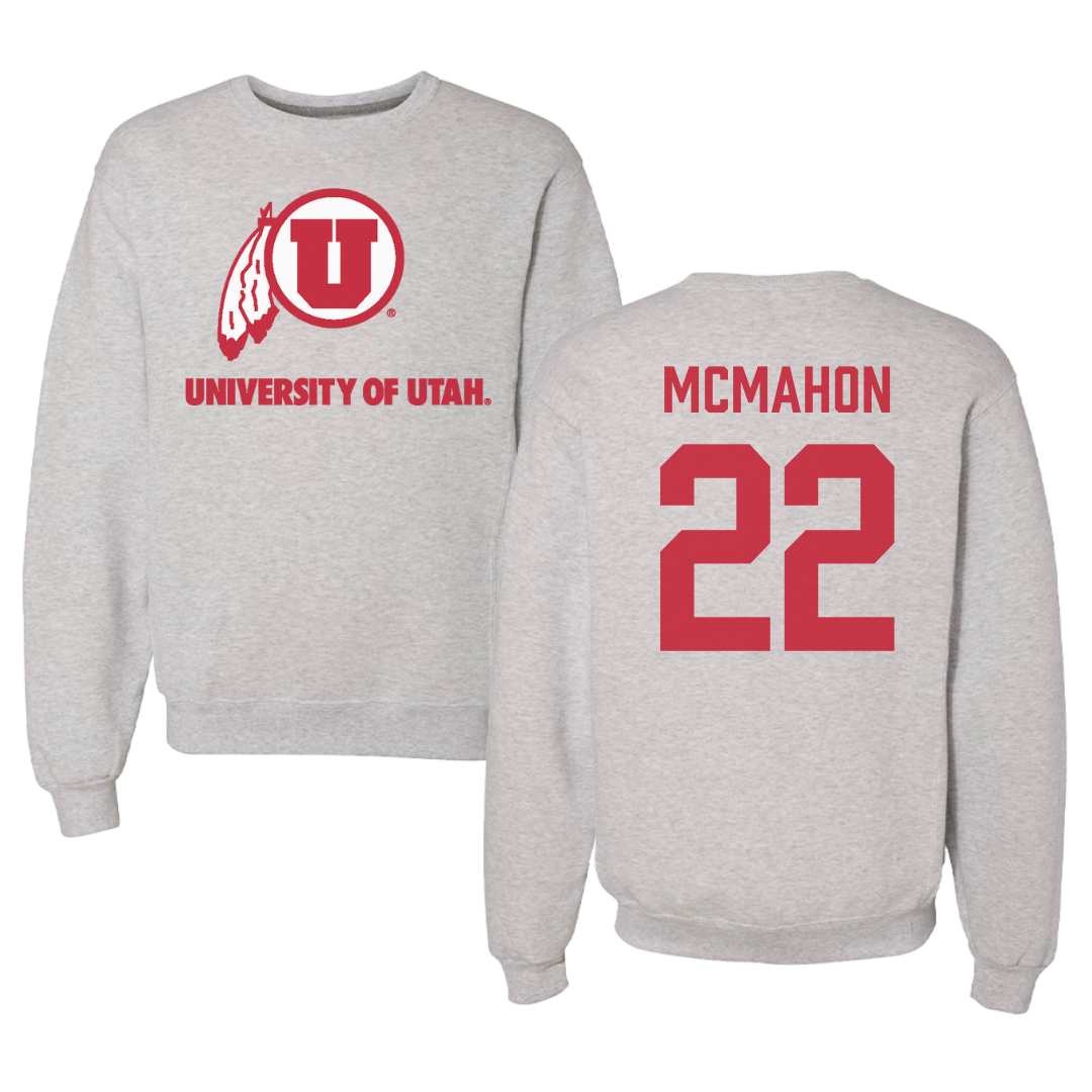 University of Utah Lacrosse Gray Crewneck - #22 MJ McMahon