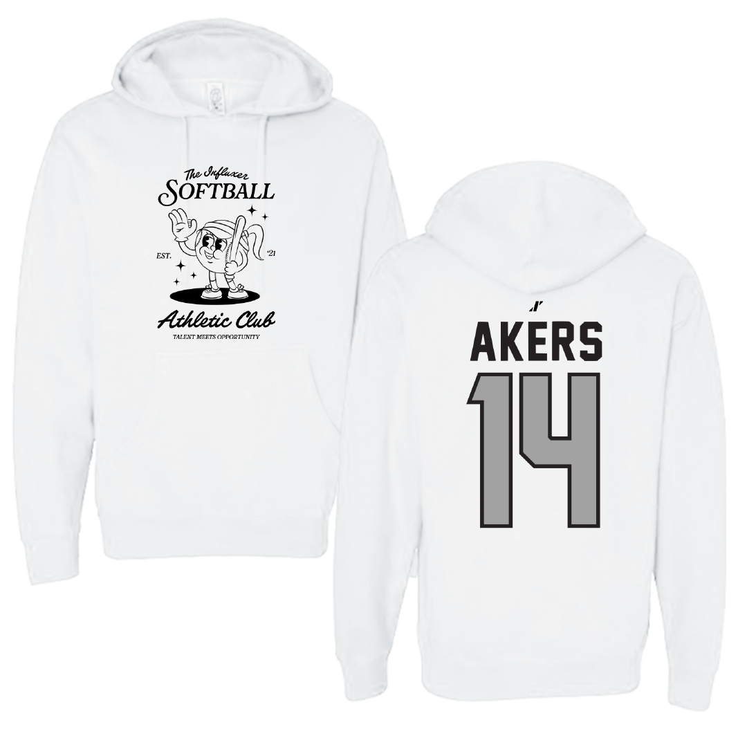 Softball White Influxer Athletic Club Hoodie - #14 Hilary Akers