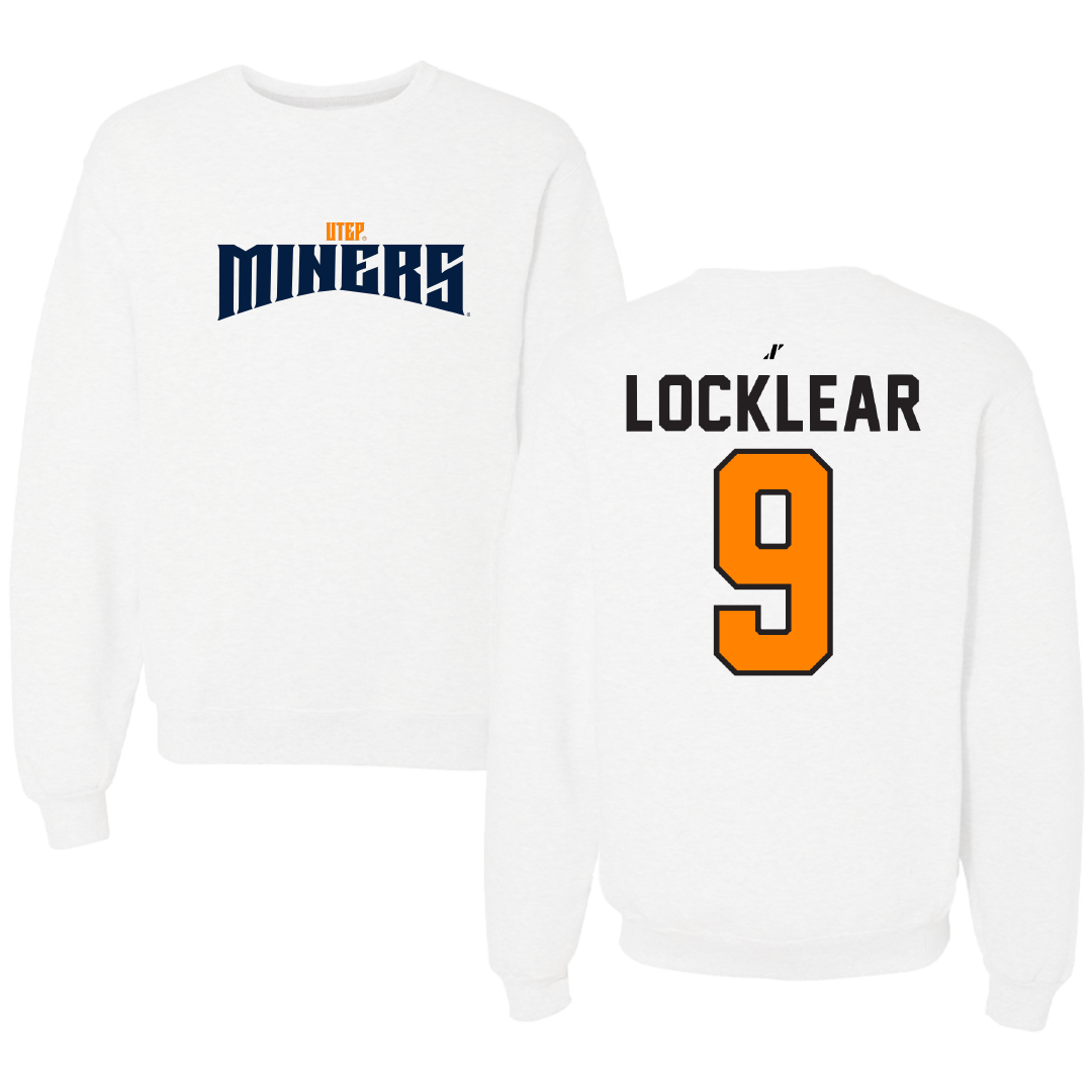 University of Texas at El Paso Football White Classic Crewneck - #9 Skyler Locklear