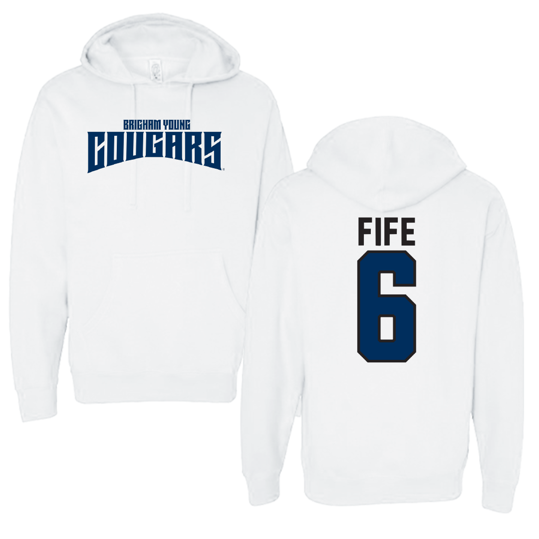 Brigham Young University Volleyball White Classic Hoodie - #6 Jackson Fife