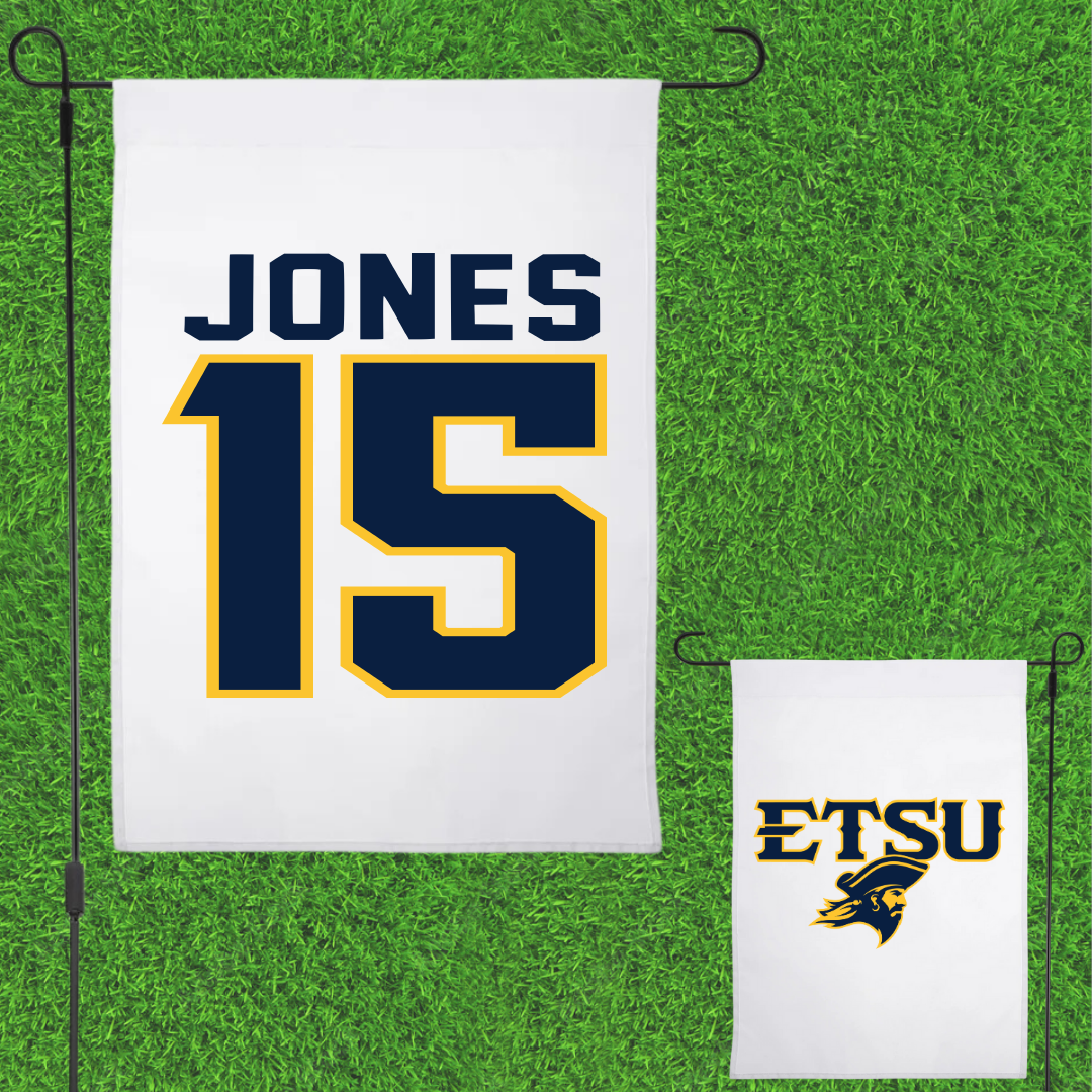 East Tennessee State University Basketball White Garden Flag - #15 Jaxson Jones