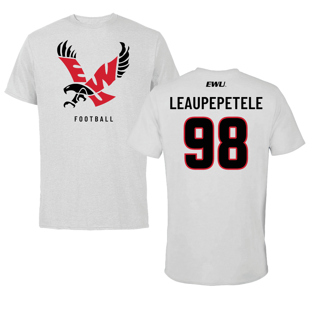 Eastern Washington University Football Light Gray Tee - #98 Jirah Leaupepetele