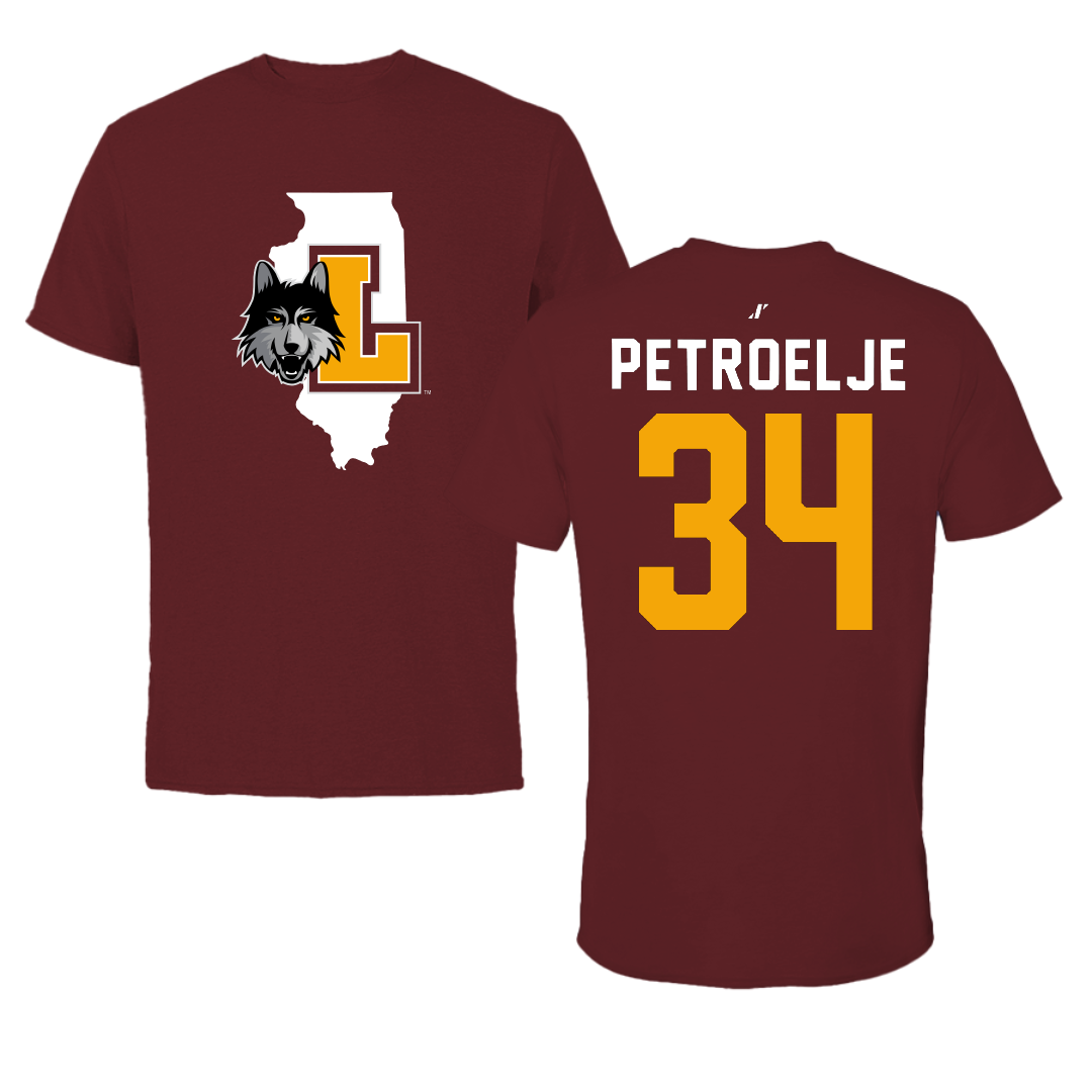 Loyola University-Chicago Basketball Maroon State Tee - #34 Maddie Petroelje