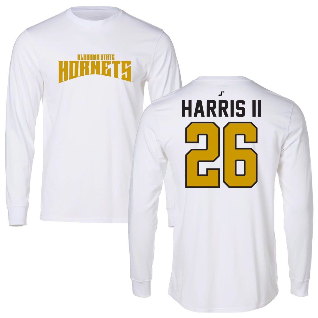 Alabama State University Football White Classic Long Sleeve - #26 Marcus Harris II