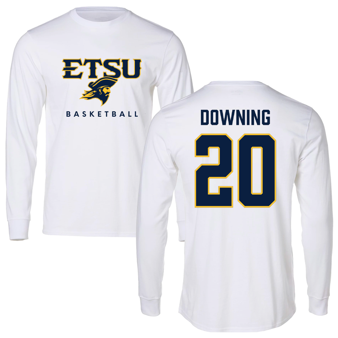 East Tennessee State University Basketball White Performance Long Sleeve - #20 Meghan Downing