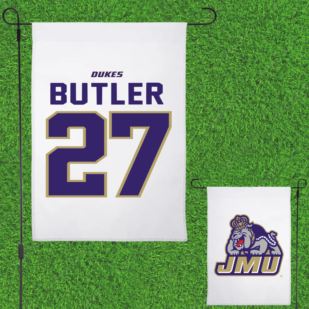 James Madison University Softball White Garden Flag - #27 Reed Butler