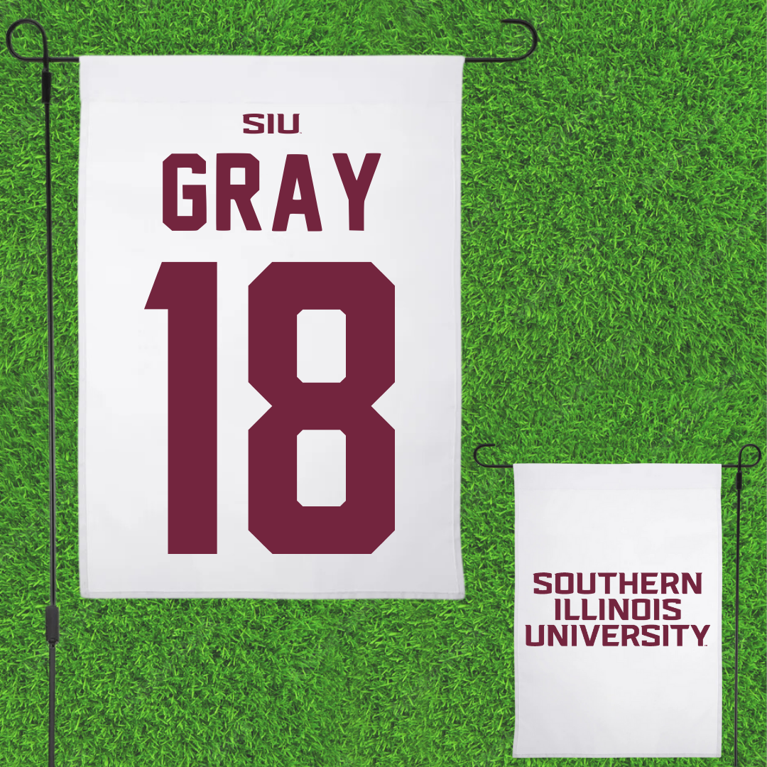 Southern Illinois University at Carbondale Baseball White Garden Flag - #18 Hesston Gray