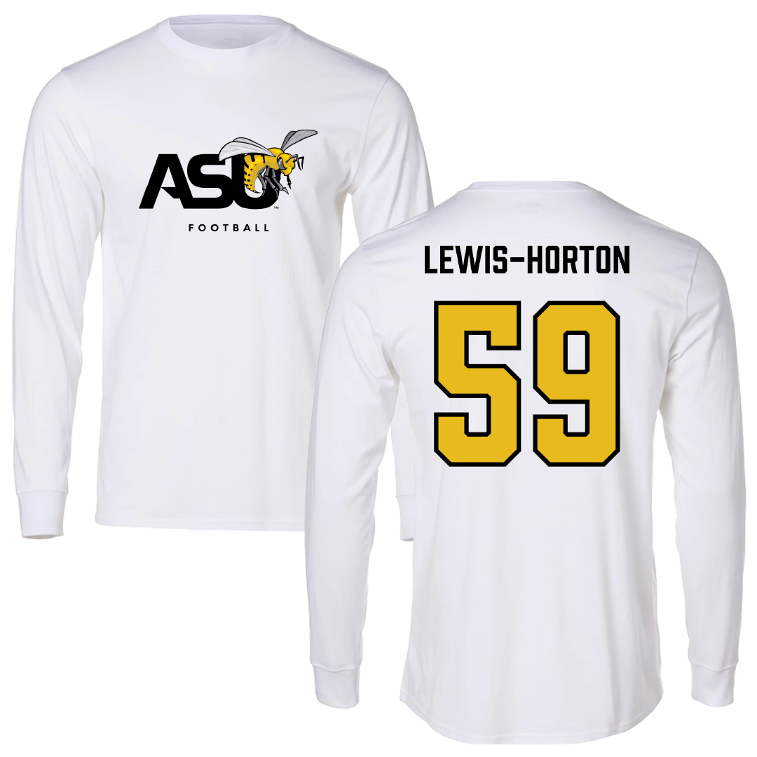 Alabama State University Football White Long Sleeve - #59 Jaland Lewis-Horton