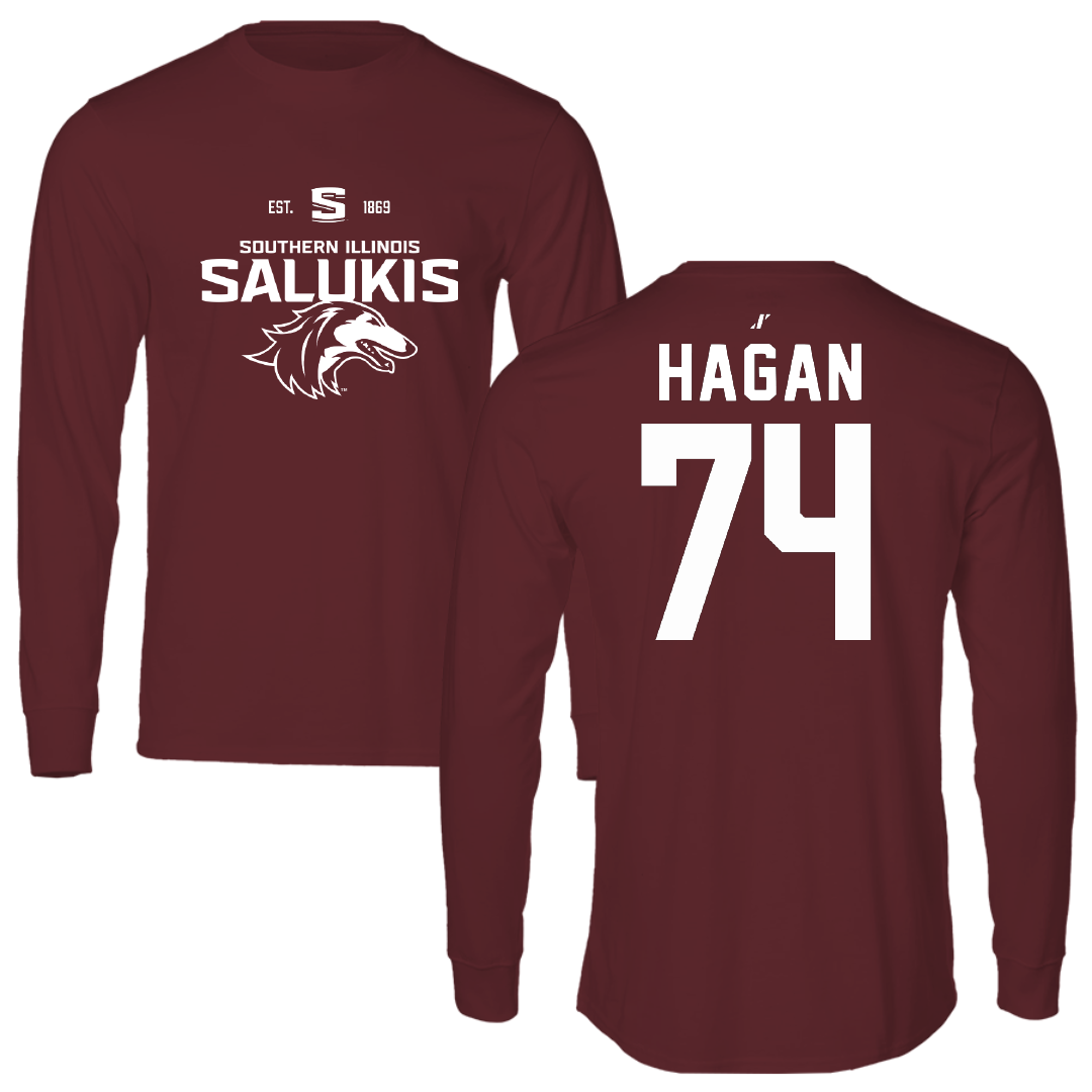 Southern Illinois University at Carbondale Football Maroon General Performance Long Sleeve - #74 Harris Hagan