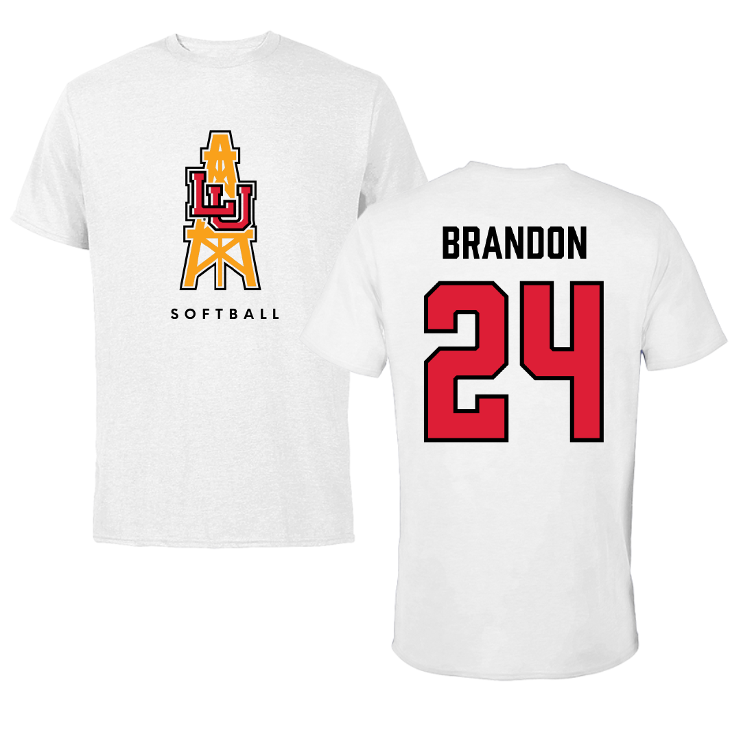 Lamar University Softball White Performance Tee - #24 Trinity Brandon