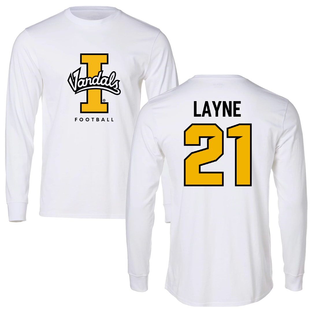University of Idaho Football White Vandals Long Sleeve - #21 Dylan Layne