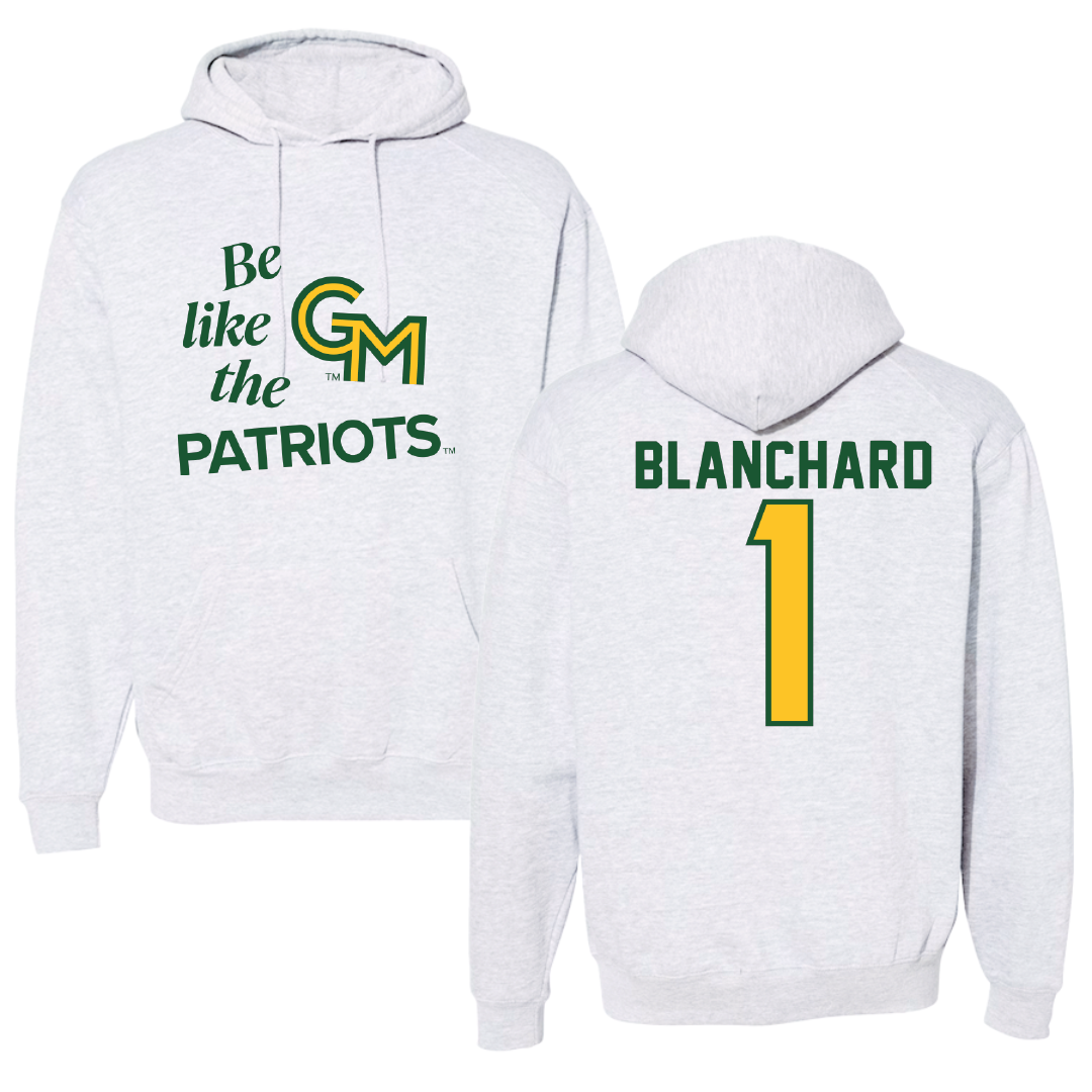 George Mason University Baseball Light Gray Be Like Us Hoodie - #1 Evan Blanchard