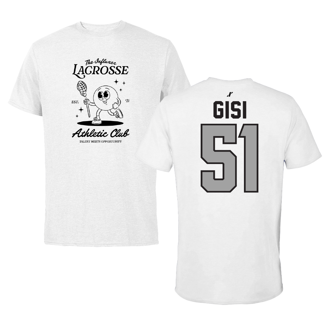 Lacrosse White Influxer Athletic Club Tee - #51 Jake Gisi