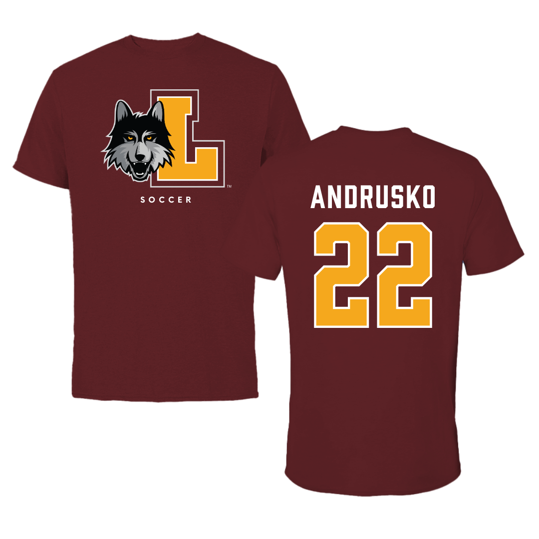 Loyola University-Chicago Soccer Maroon Mascot Performance Tee - #22 Matthew Andrusko
