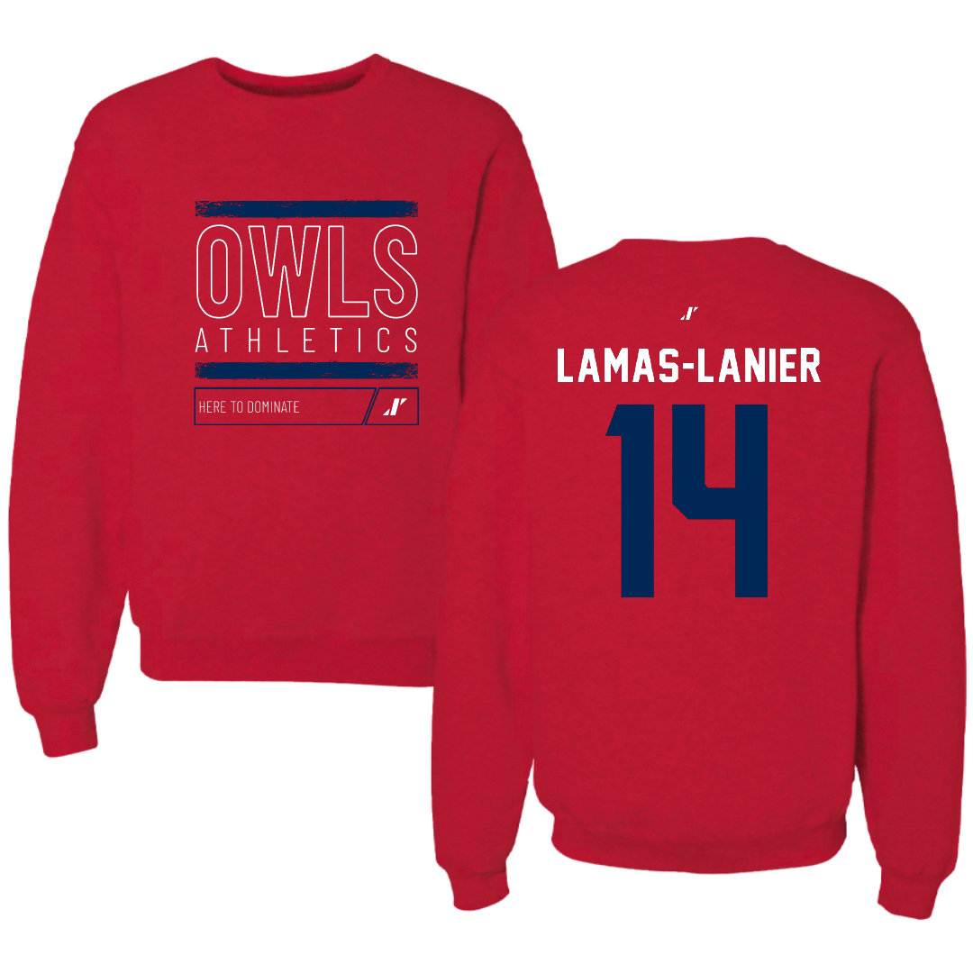 Florida Atlantic University Football Red Dominate Crewneck - #14 Courtney Lamas-Lanier