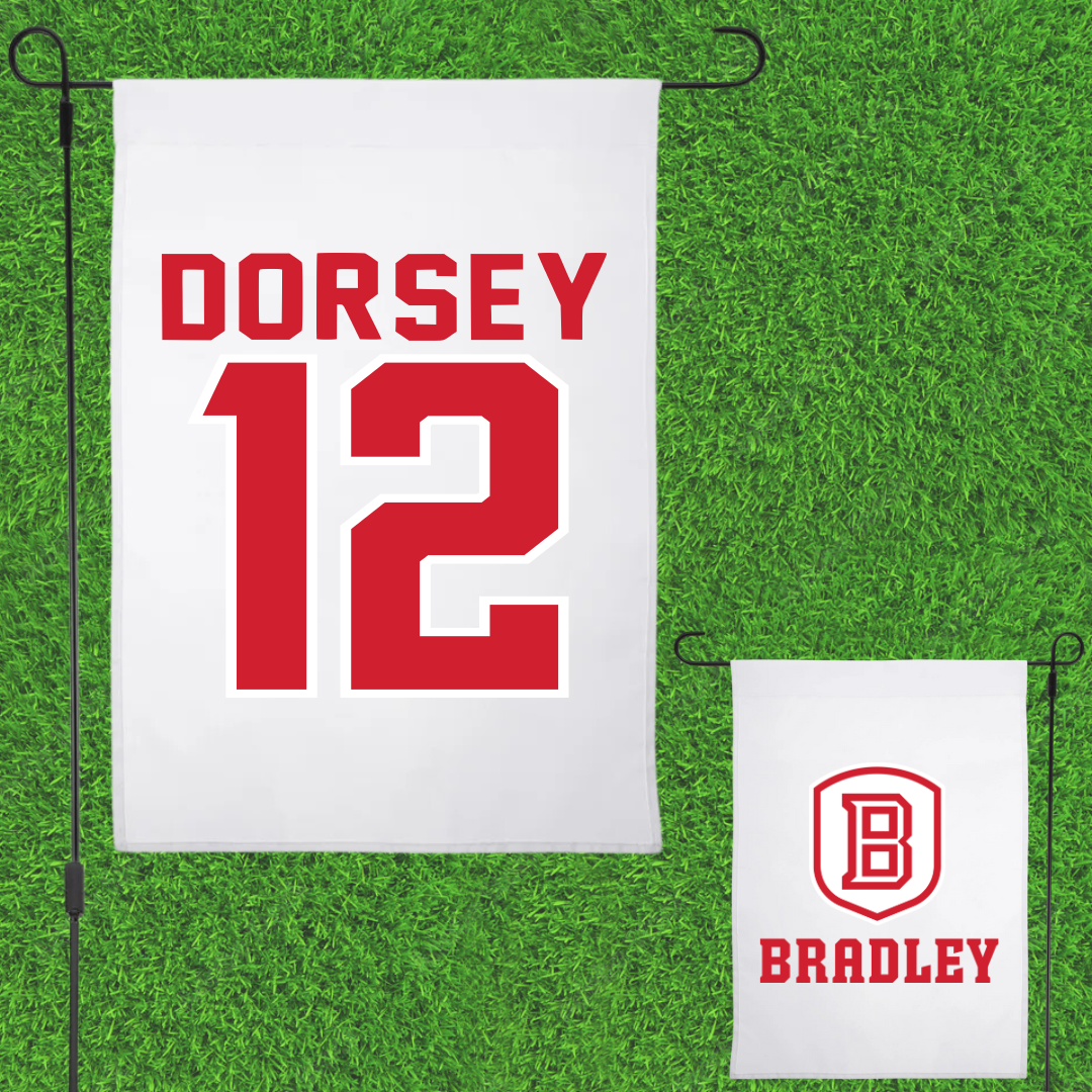 Bradley University Basketball White Garden Flag - #12 Nika Dorsey