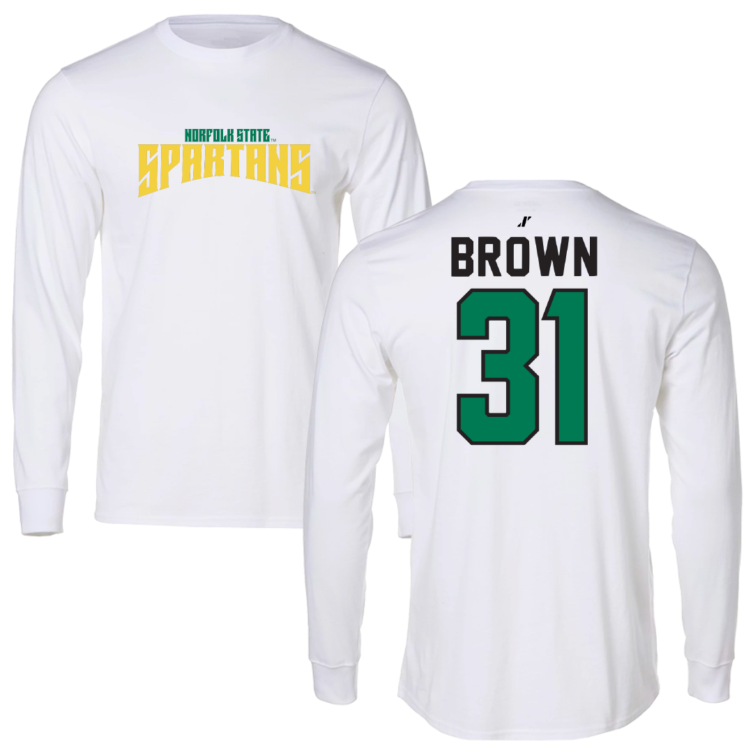 Norfolk State University Basketball White Classic Long Sleeve - #31 Cahiem Brown