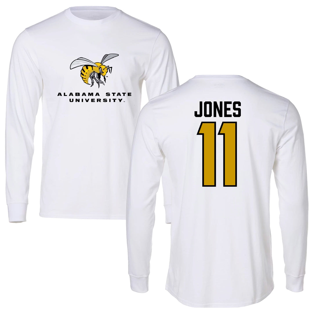 Alabama State University Football White Block Long Sleeve - #11 Jalen Jones