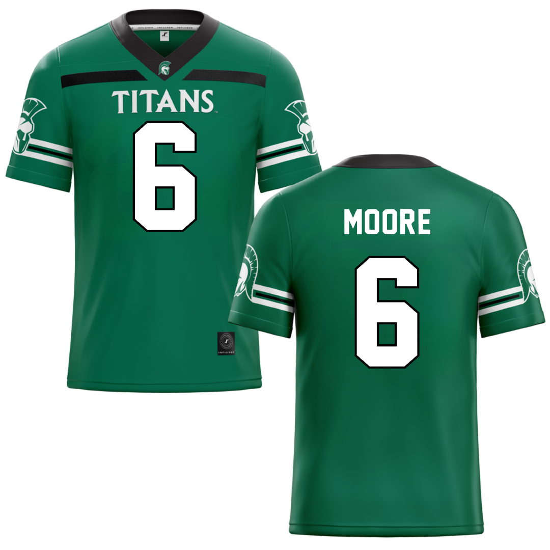 Illinois Wesleyan University Green Football Jersey - #6 Tre Moore
