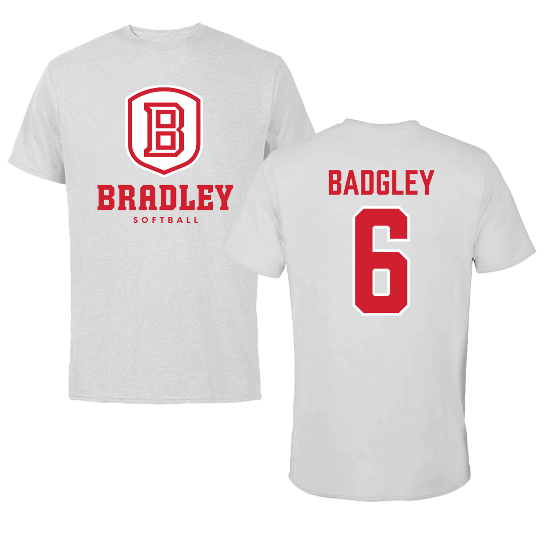Bradley University Softball Gray Performance Tee - #6 Abbott Badgley