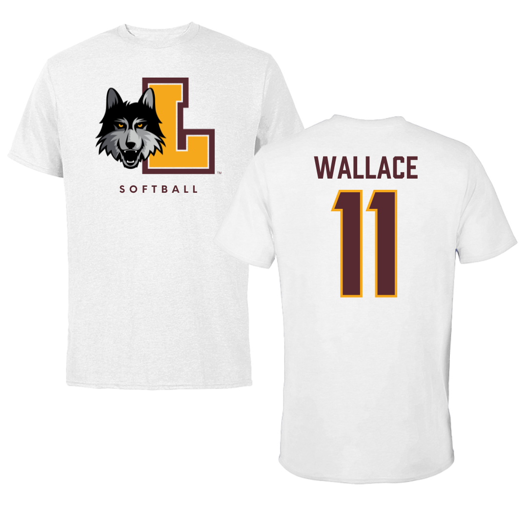 Loyola University-Chicago Softball White Tee - #11 Haley Wallace