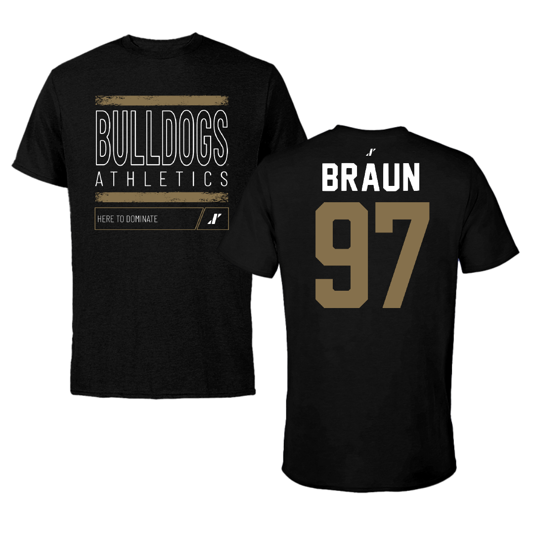 Bryant University Lacrosse Black Dominate Performance Tee - #97 Cole Braun