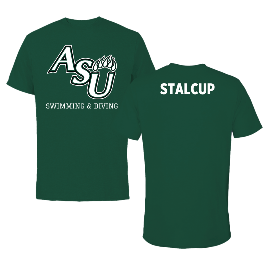 Adams State University Swimming & Diving Green Performance Tee - Brayden Stalcup