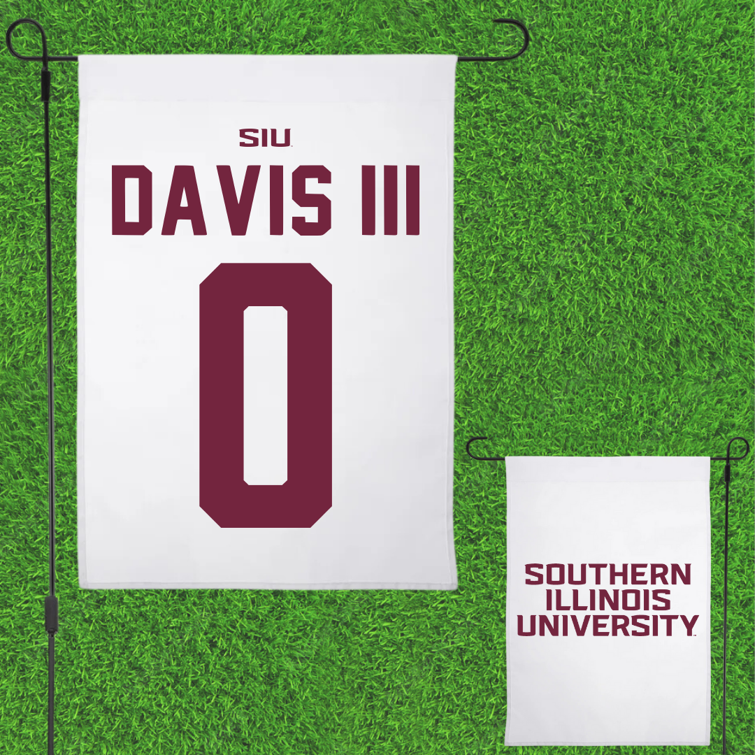 Southern Illinois University at Carbondale Football White Garden Flag - #0 Vinson Davis III