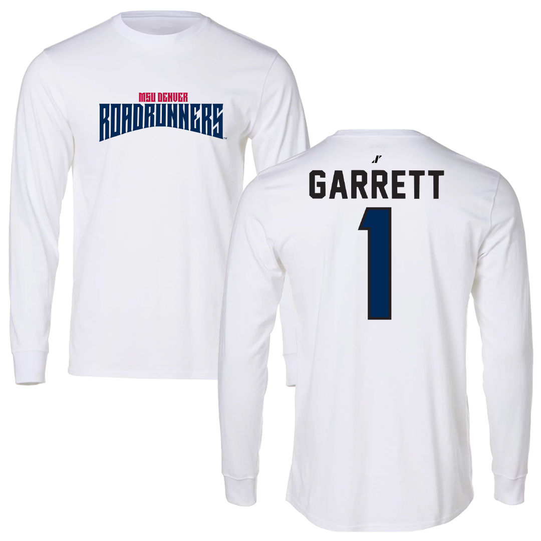 Metropolitan State University of Denver Basketball White Classic Performance Long Sleeve - #1 KJ Garrett