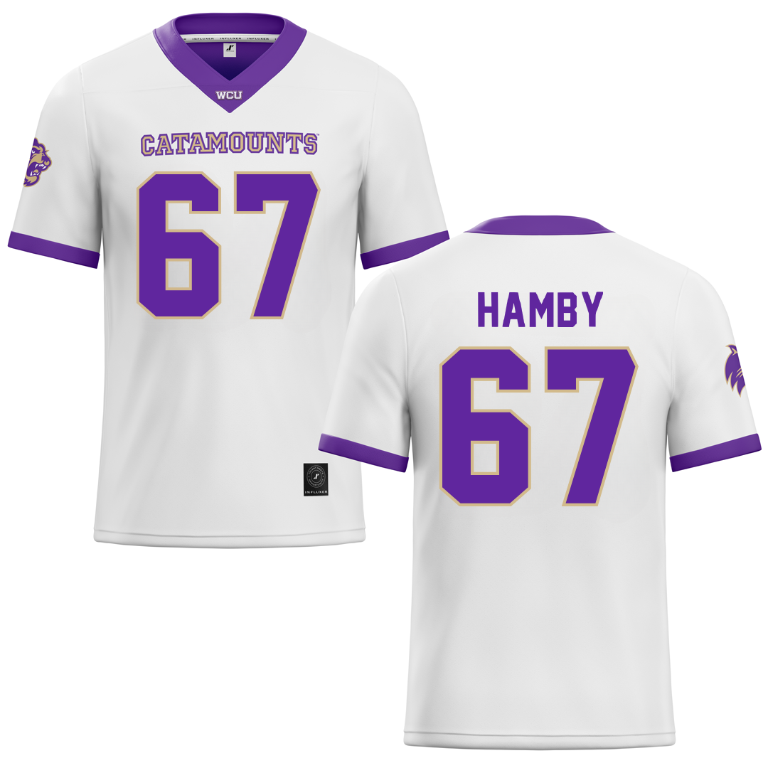 Western Carolina University White Football Jersey - #67 Steven Hamby
