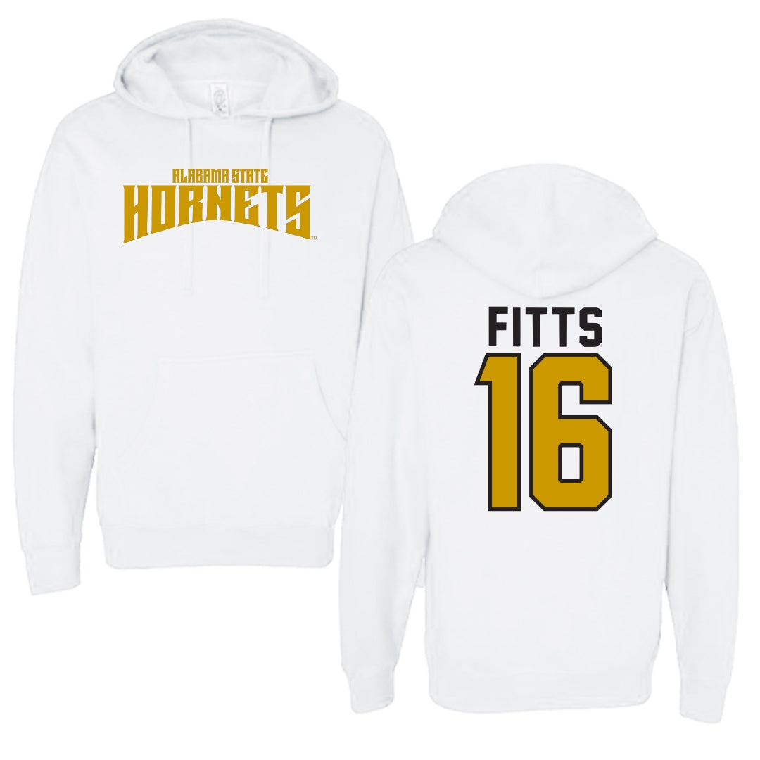 Alabama State University Football White Classic Hoodie - #16 Adrian Fitts