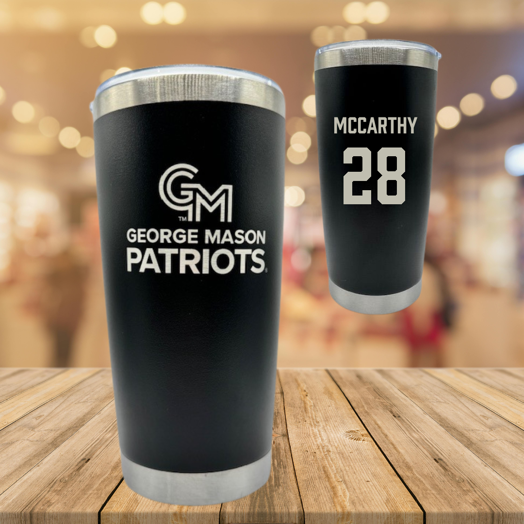 George Mason University Baseball Black Stainless Steel Tumbler - #28 Dylan McCarthy