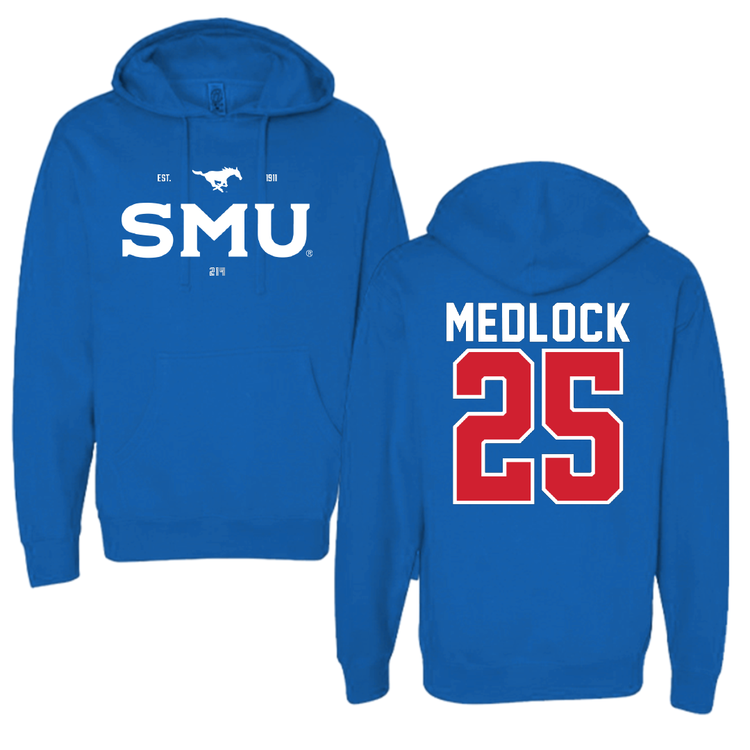 Southern Methodist University Football Blue General Hoodie - #25 Justin Medlock