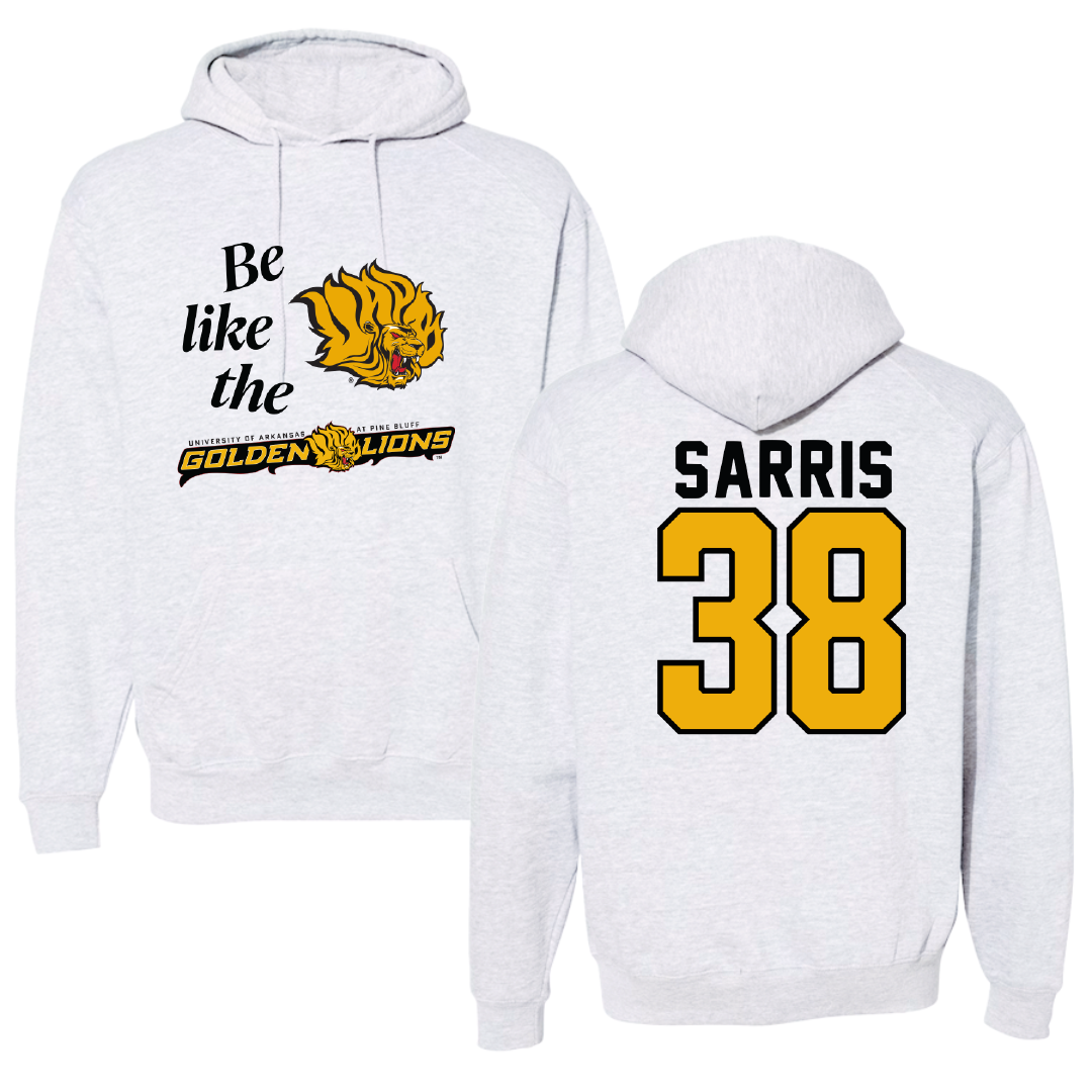 University of Arkansas-Pine Bluff Football Light Gray Be Like Us Hoodie - #38 Dean Sarris