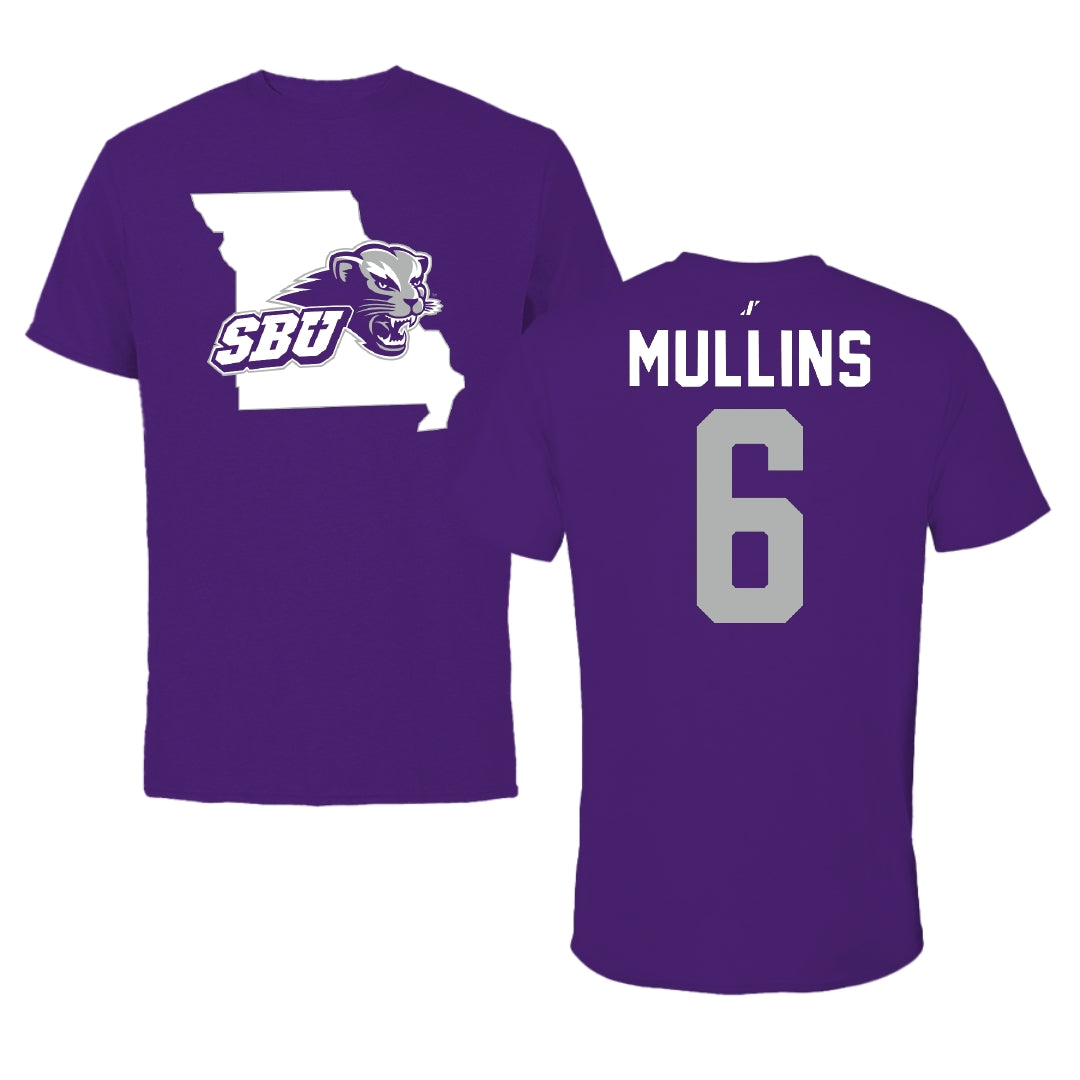 Southwest Baptist University Football Purple State Tee - #6 Canaan Mullins