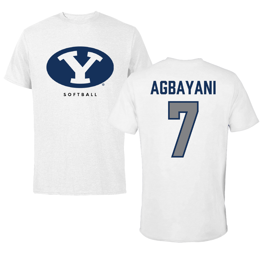 Brigham Young University Softball White Performance Tee - #7 Aleia Agbayani