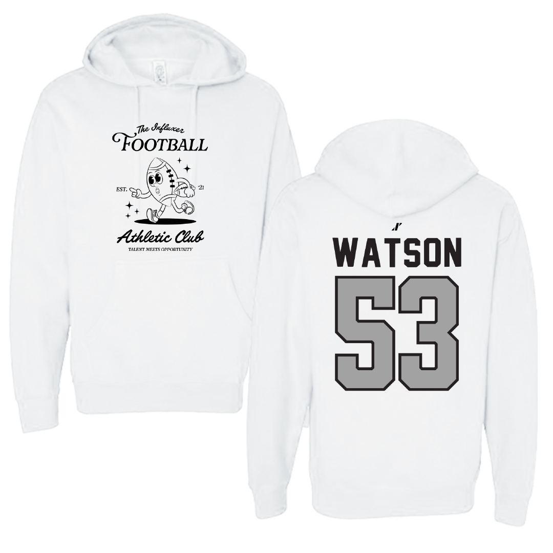 Football White Influxer Athletic Club Hoodie - #53 Zach Watson