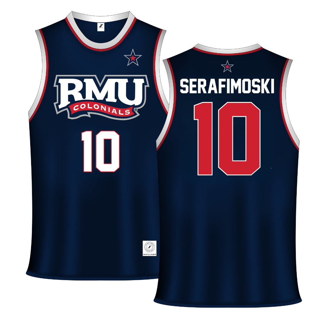 Robert Morris University Navy Basketball Jersey - #10 Vasilije Serafimoski