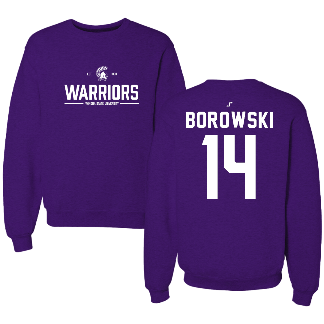 Winona State University Basketball Purple General Crewneck - #14 Ty Borowski