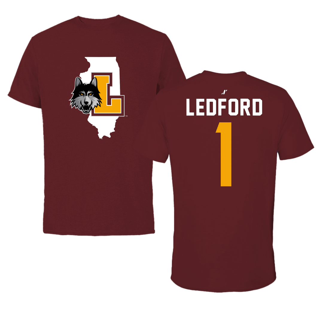 Loyola University-Chicago Volleyball Maroon State Performance Tee - #1 Charlie Ledford