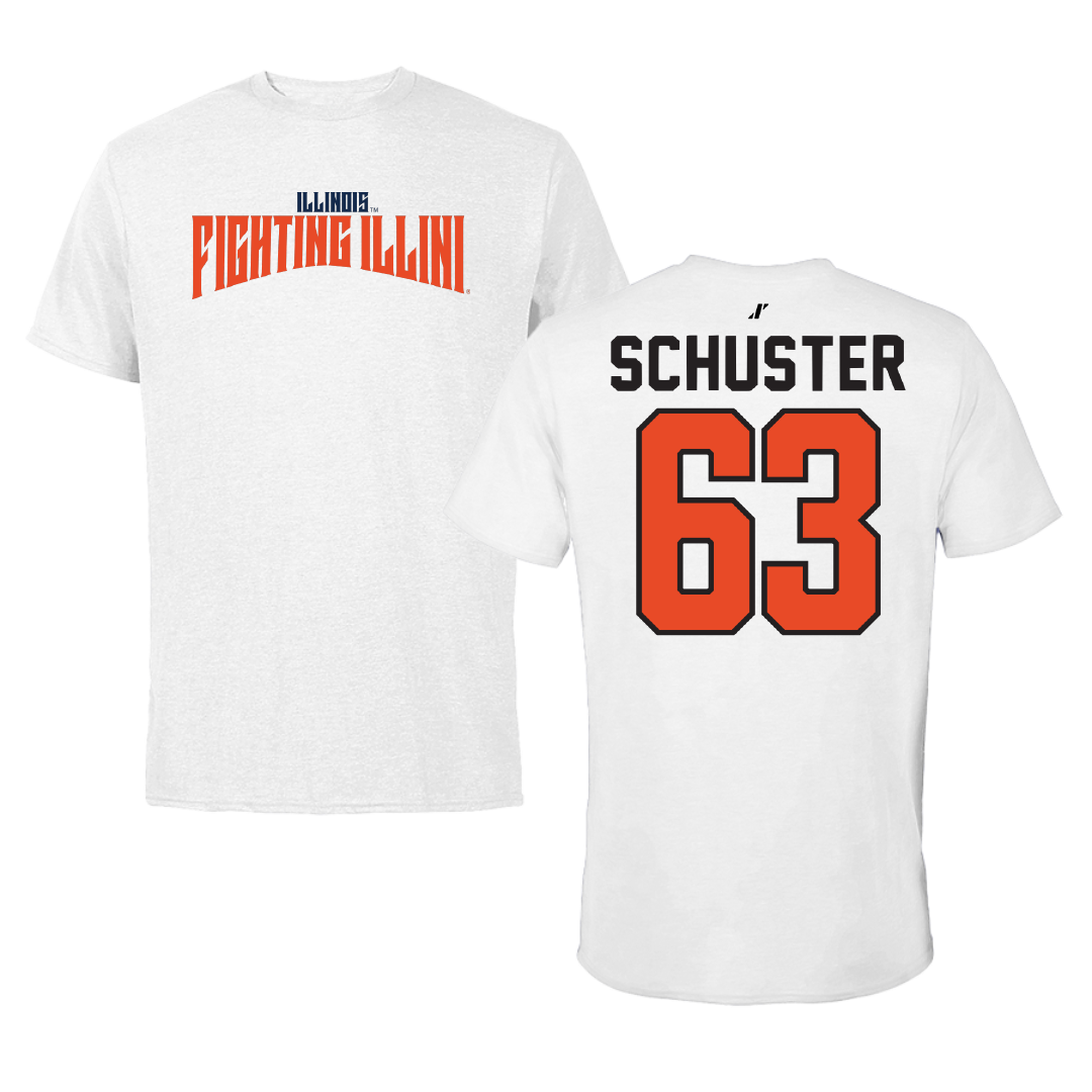 University of Illinois Football White Classic Tee - #63 Dezmond Schuster