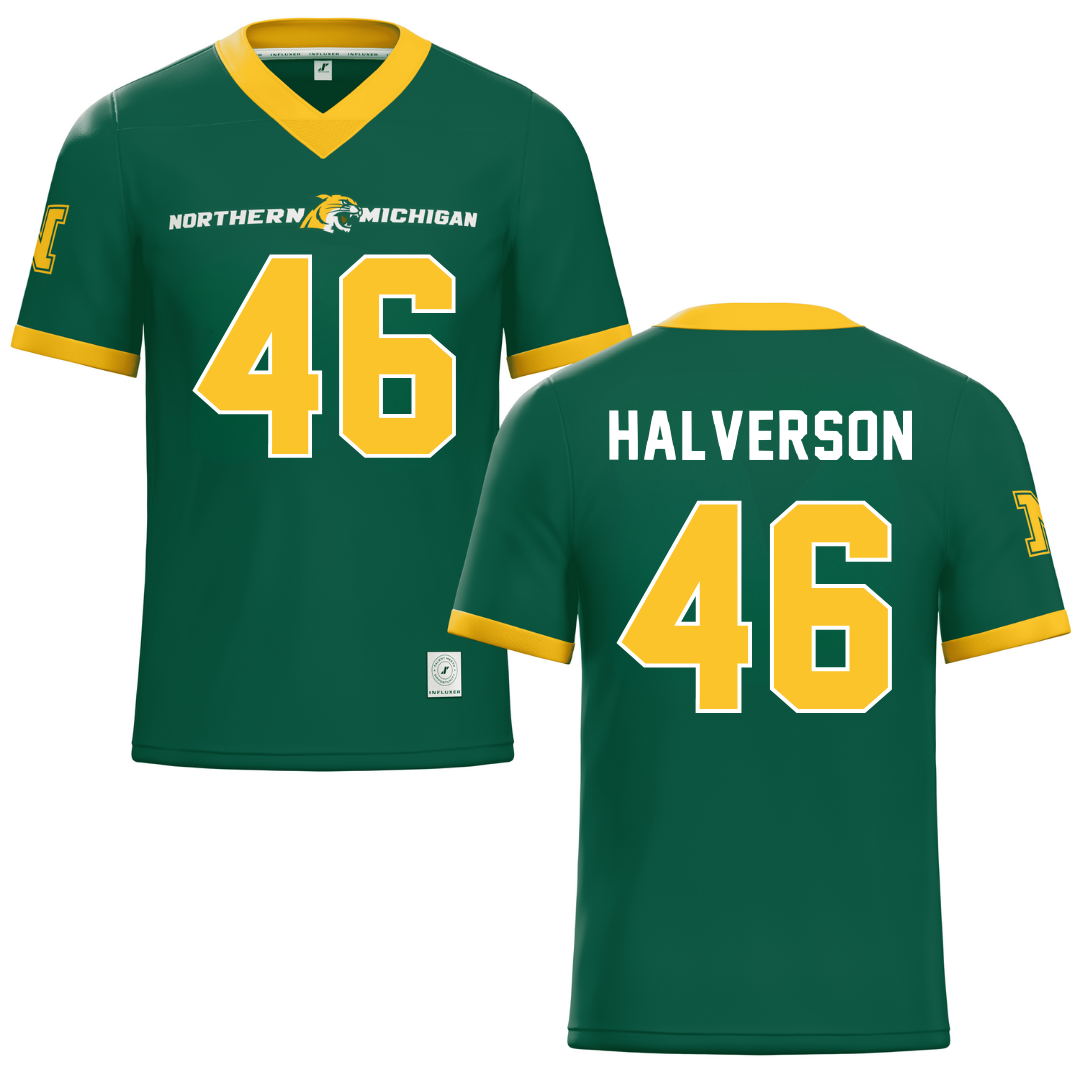 Northern Michigan University Green Football Jersey - #46 Owen Halverson