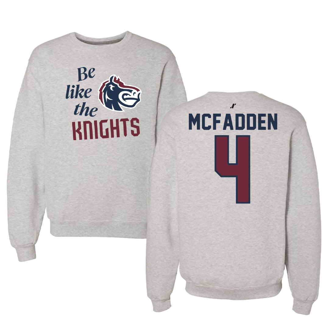 Fairleigh Dickinson University-Metropolitan Campus Volleyball Light Gray Be Like Us Crewneck - #4 Dylan McFadden