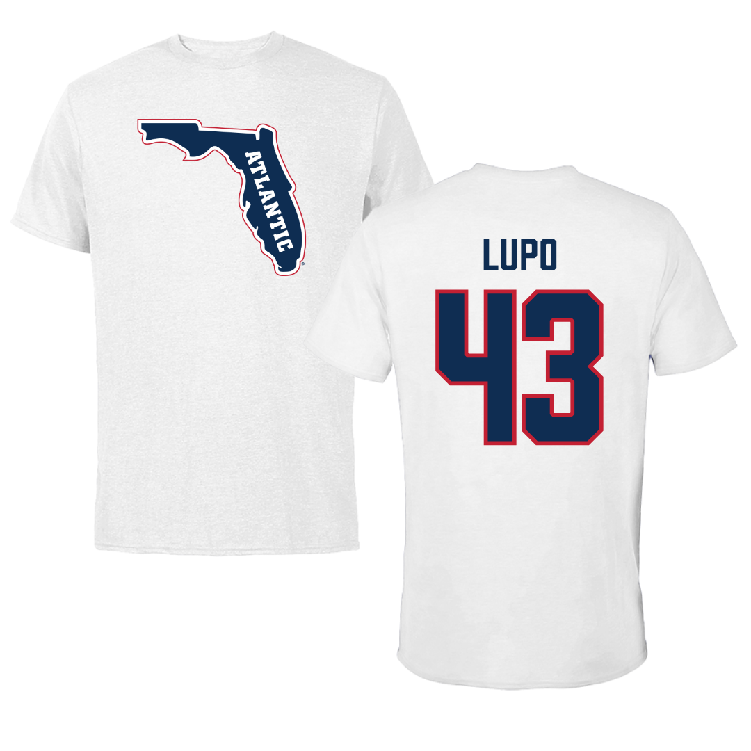 Florida Atlantic University Football White Tee - #43 Logan Lupo