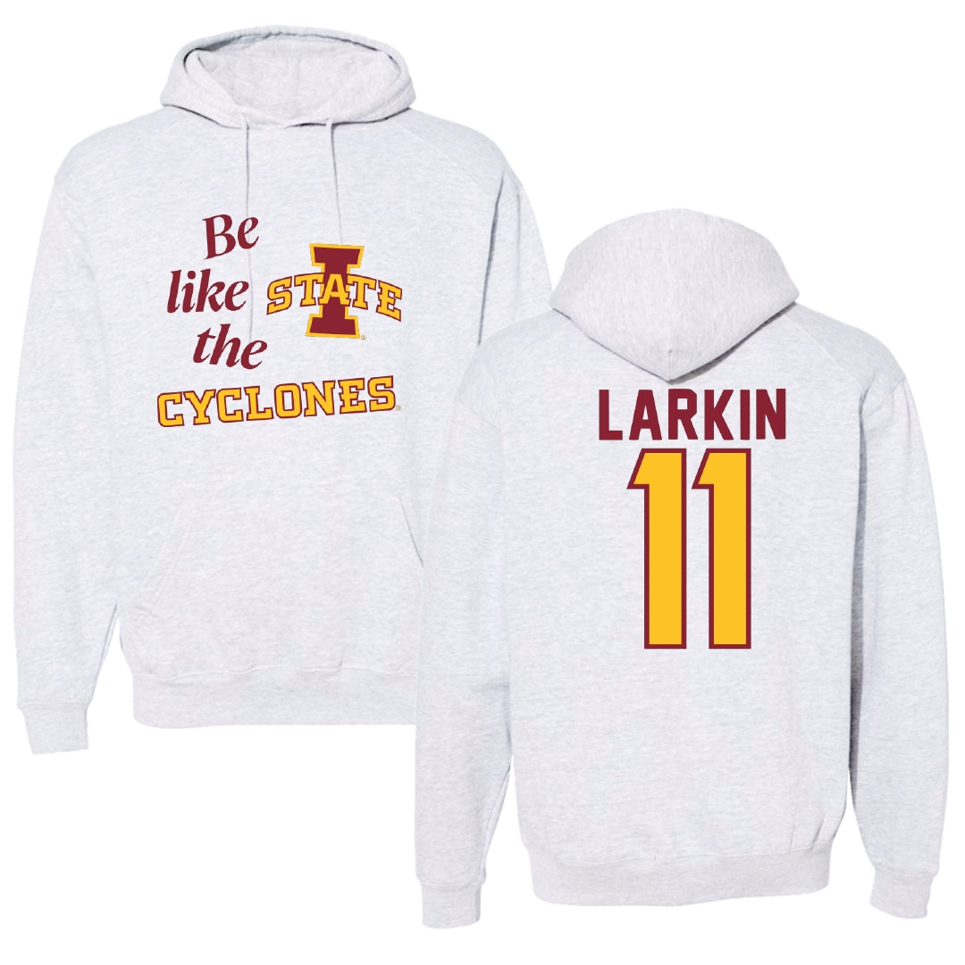 Iowa State University Volleyball Light Gray Be Like Us Hoodie - #11 Reaghan Larkin