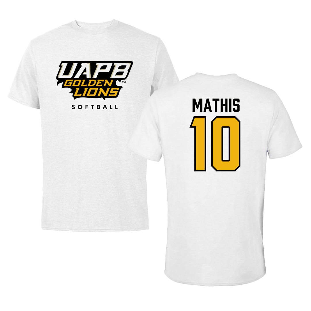 University of Arkansas-Pine Bluff Softball White Performance Tee - #10 Janai Mathis