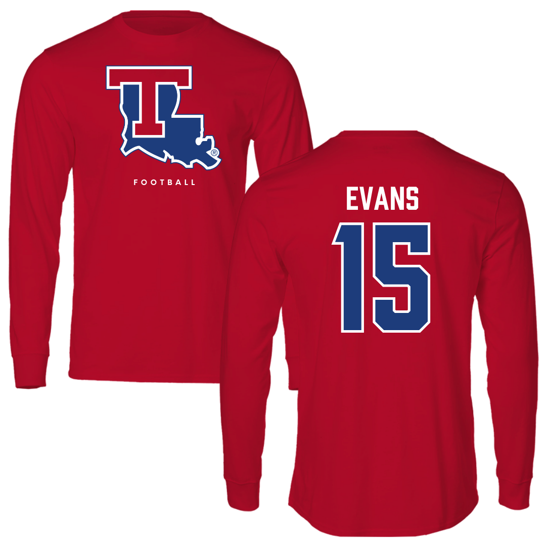 Louisiana Tech University Football Red Performance Long Sleeve - #15 Jessie Evans
