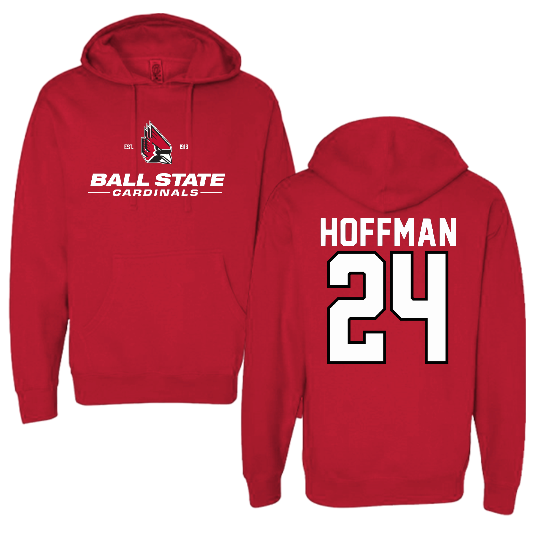 Ball State University Softball Red General Hoodie - #24 Jessica Hoffman