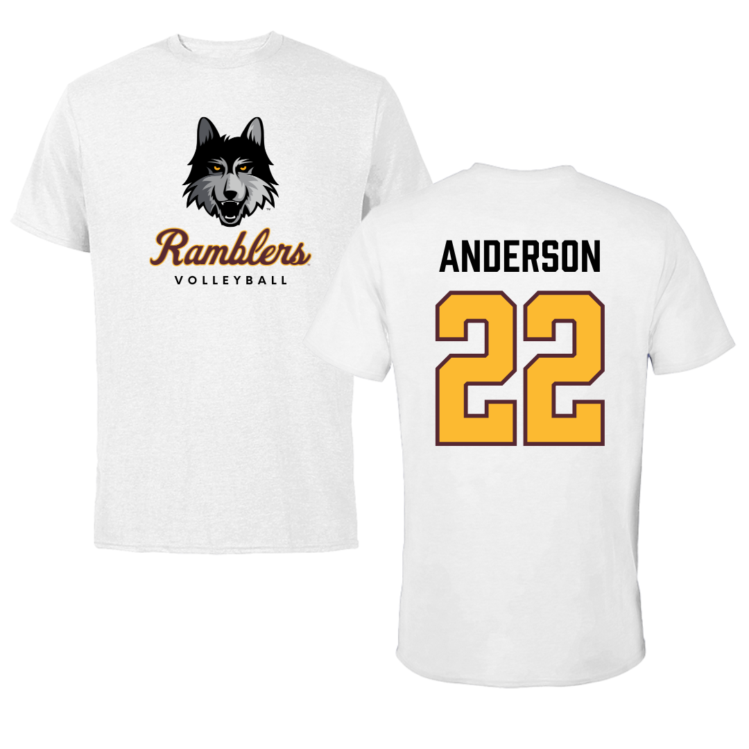 Loyola University-Chicago Volleyball White Ramblers Performance Tee - #22 Lukas Anderson